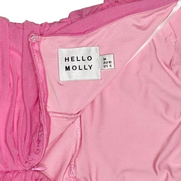 NWT Hello Molly Cupids Kiss Dress Pink One Shoulder Mini Ruched Bodycon Sexy M 6 - Picture 10 of 12